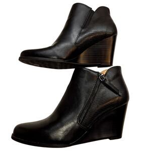 New Directions 8 3 Inch Wedge Women's Ankle Boots Black Zipper Shoes